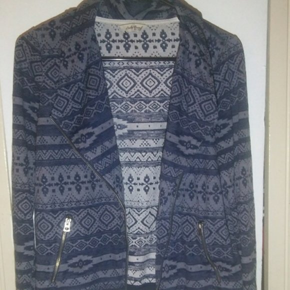 Lucky Brand Blue Ethnic /Aztec Design Jacket Sz S - Picture 1 of 7